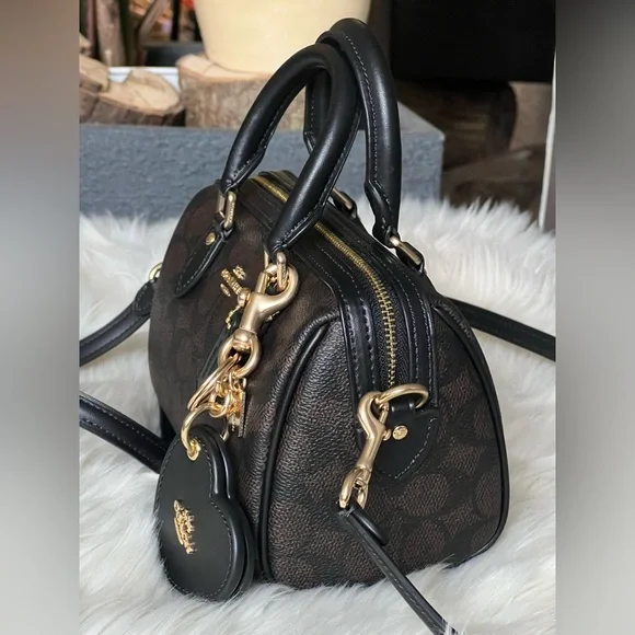 💰SOLD - CCL59 - Coach Mini Rowan Crossbody Bag in Signature Canvas Gift Set - Picture 7 of 14